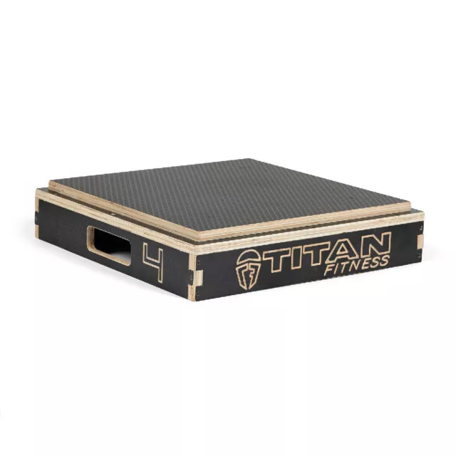 Titan Fitness Anti-Slip 4in Stackable Wooden Plyometric Box, Pro-Duty Plyo Box