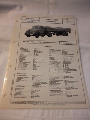 VDA tipi di foglio Oldtimer foglio dati Klöckner Humboldt Deutz MERCUR 150 F-L 1963 