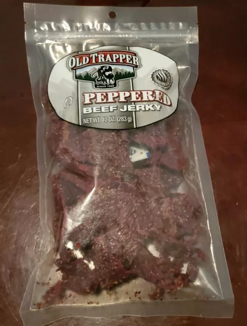 Old Trapper PEPPERED Beef Jerky 10 oz Bag Naturally Smoked Exp 07/24