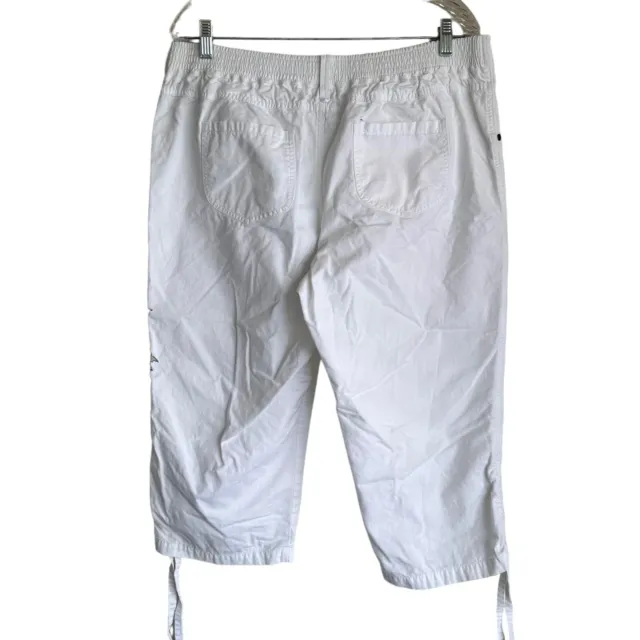 BASIC EDITIONS WOMEN'S Capri Pants Size L 36-38 White 100% Cotton ...