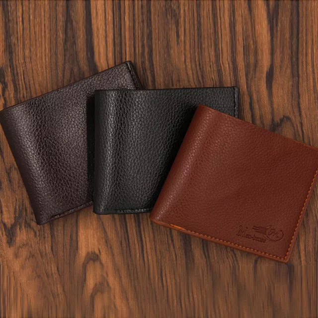 Portafoglio uomo colletto in pelle banconote carte di credito semplice corto pieghevole E