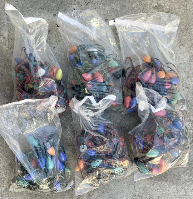 LOT OF 6 Vintage Sets of Strings Christmas Lights With Working C7 Bulbs