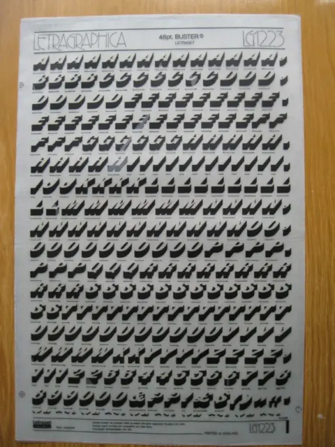 1 x Letraset Oberhülle & Num Buster 48pt 13,9 mm Blatt LG1223 a (R)