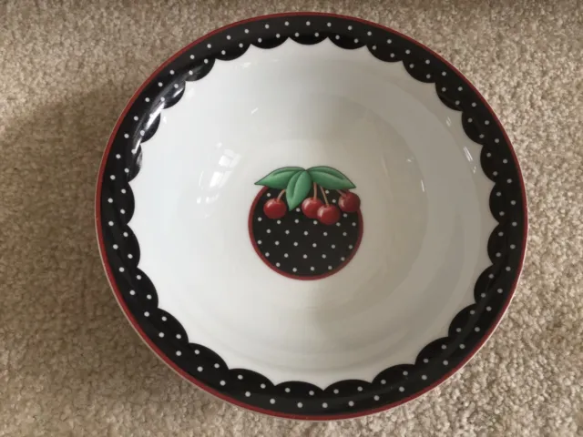 Mary Engelbreit Cherries Ceramic 7 1/8" Soup Salad Bowl 2001 Enesco FREE SHIP