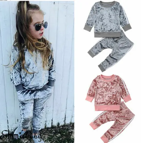 2Pcs Toddler Kids Baby Girls Clothes Set T-shirt Top Pants Outfit Sets Tracksuit