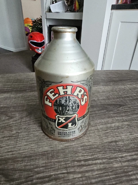 Vintage Fehr's X/L Cone Top Beer Can Tin Silver Bumper Crowntainer 1930’s Empty