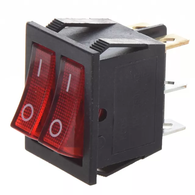 Red Light Illuminated 6-Pin Dual SPST ON/OFF Boat Rocker Switch AC 15A/250V2205