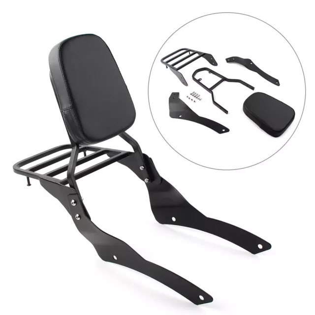 Backrest Sissy Bar Luggage Rack For Yamaha Dragstar VStar 400 650 Classic 98-22