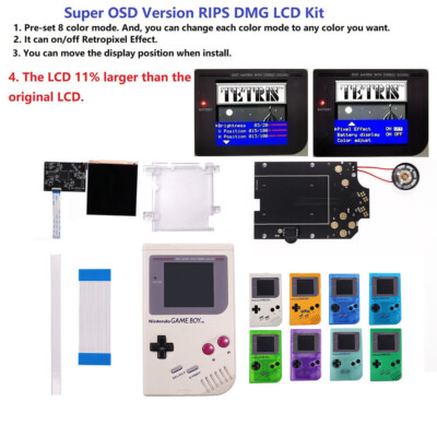 cut Shell V5 OSD retroilluminazione color model LCD IPS Screen for GAME BOY GBO/dmg&pre 