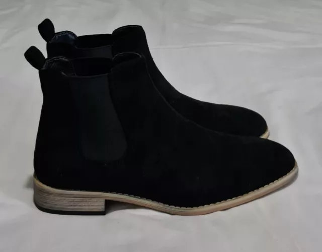 FARAH KIRK FAUX Suede Chelsea Ankle Boots Black Size uk 7 eu 41