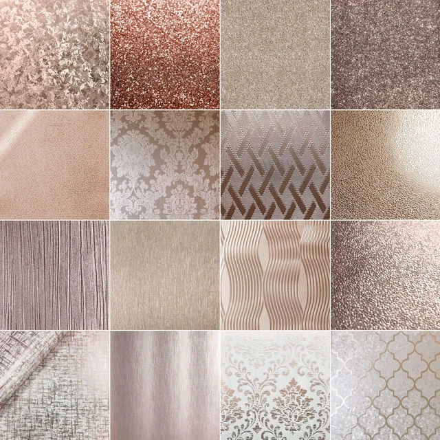 Rose Gold Luxury Heavyweight Vinyl Wallpaper Glitter Sparkle Metallic Foil