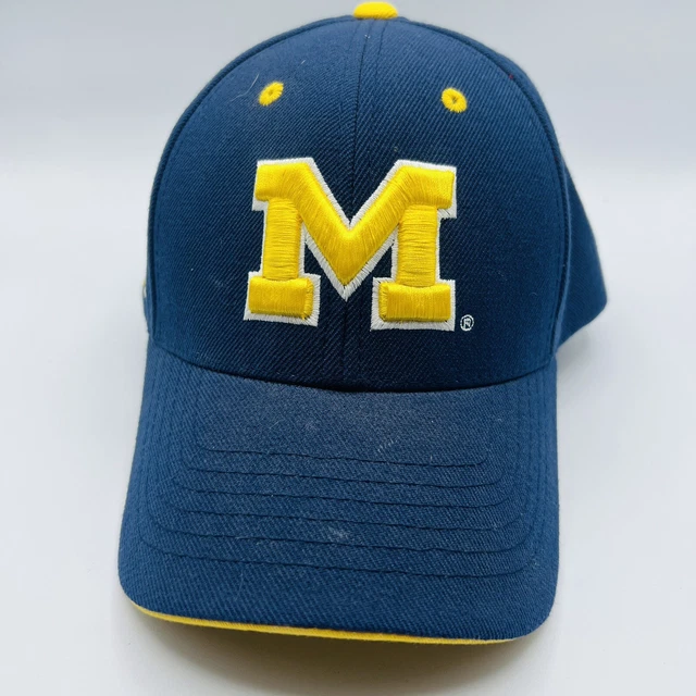 Michigan Wolverines Hook And Loop Hat Curved Brim Logo Block