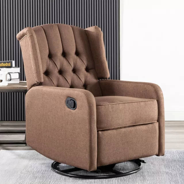 Recliner Armchair Swivel Manual Fabric Chair Living Room Bedroom Gaming Comfy