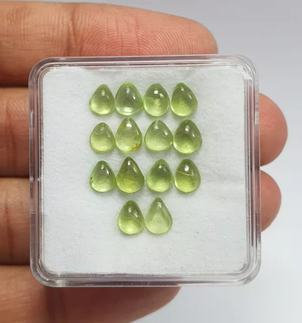 14 piezas de peridoto verde natural cabujón de pera lote de piedras...