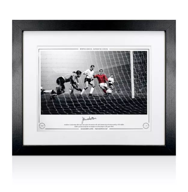 Framed John Aston Manchester United Photo - 1968 European Cup  Autograph