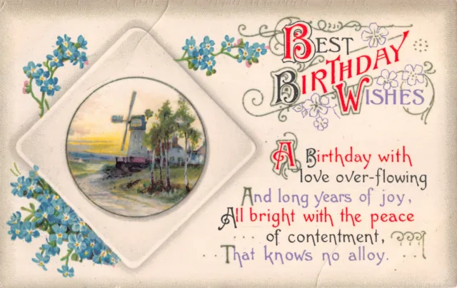 R279297 Best Birthday Wishes. Windmill. Wildt and Kray. Series 1777