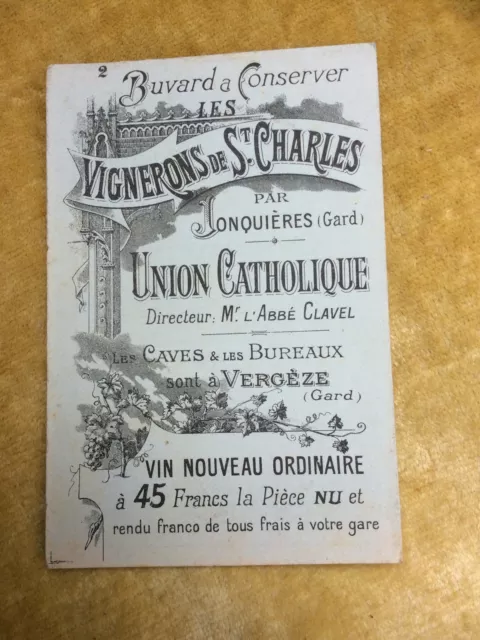 Buvard Ancien Publicitaire Vignerons De Saint Charles