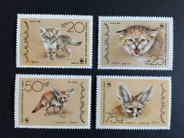 Briefmarken 1989 Wildkatzen Katzen WWF Yemen 450- 453 postfrisch