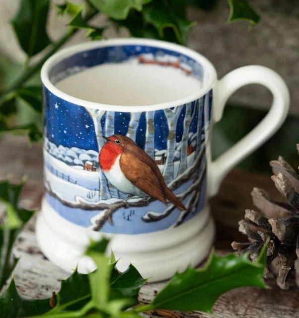 EMMA BRIDGEWATER WINTER Animals At Night Midnight Robin Half Pint