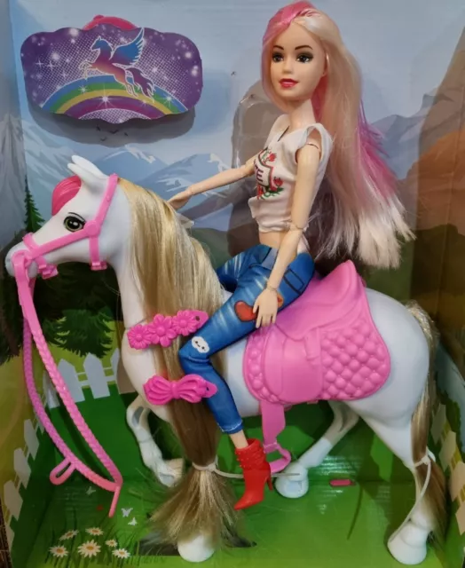 Princess Barbie Doll Beauty Pony Horse Play Set Girls Action Figure Pink UK