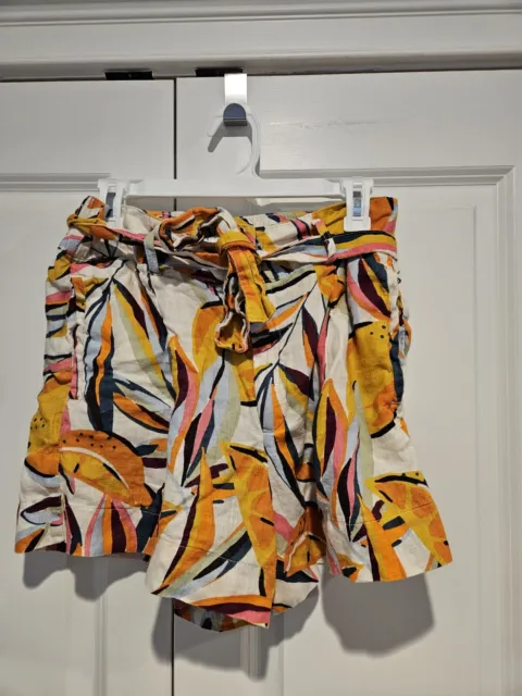 C&C California Women’s Shorts Size L Drawstring 100% Linen With Pockets