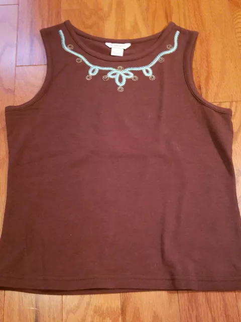 KC Parker Hartstrings Girls Brown Turquoise Tank Top Shirt Size 10