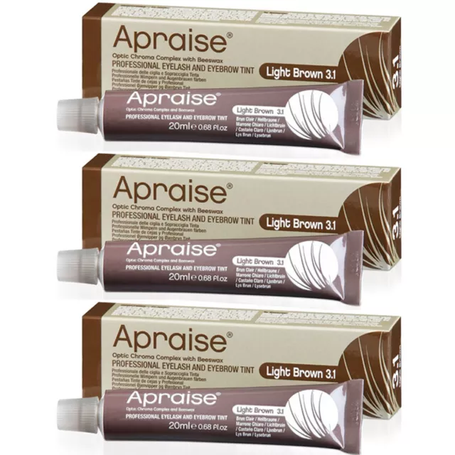 Apraise® Eyelash and Eyebrow Tint 20ml Light Brown 3.1 - Multibuy Pack of 3