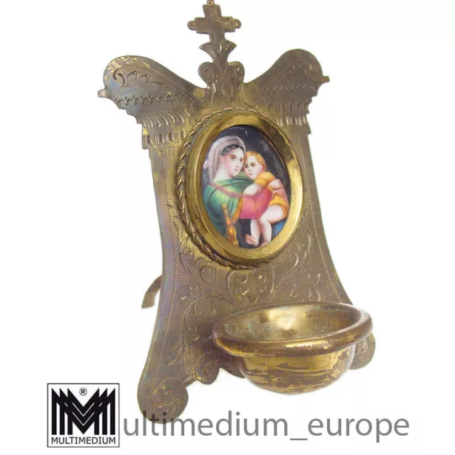 Weihwasserkessel Miniatur Madonna della Sedia Seggiola Raffael brass
