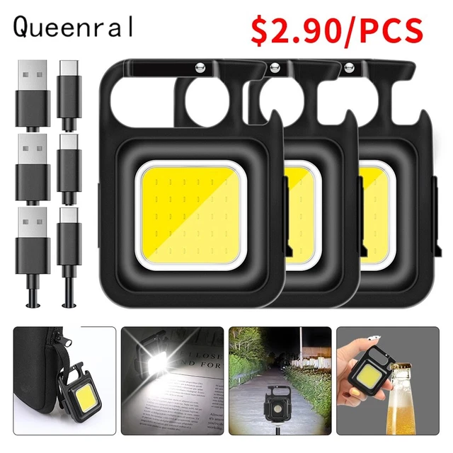 800lm Mini COB Flashlight Super Bright Rechargeable Keychain Camping Work Lights