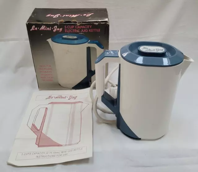 0.4L DUAL VOLTAGE SMALL ELECTRIC TRAVEL CARAVAN HOTEL KETTLE + 2 CUPS