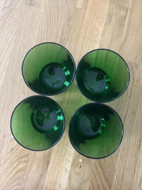 Set Of 4 Vintage Green Glass Tumblers