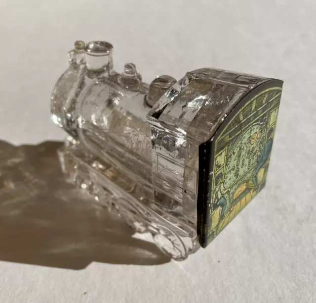 West Bros Train Steam Engine Locomotive Glass Candy Container Lithograph Closure