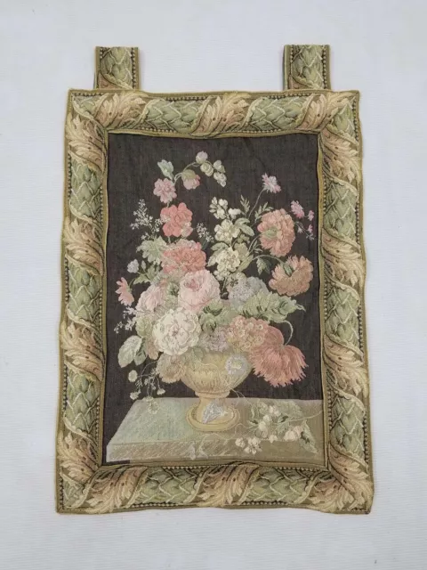Vintage French Floral Scene Wall Hanging Tapestry 53x39cm