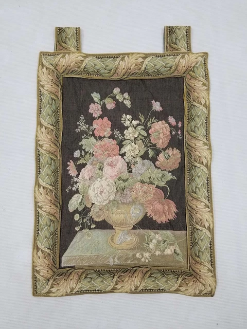 Vintage French Floral Scene Wall Hanging Tapestry 53x39cm