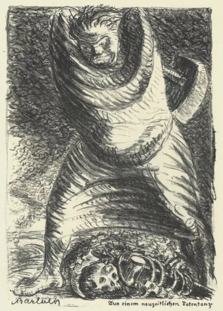 Ernst Barlach - Aus einem neuzeitlichen Totentanz - Lithographie 1916