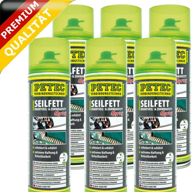 6 x Seilfett Spray Drahtseil Zahnradfett Schutz Schmierung 6x500ml Spray