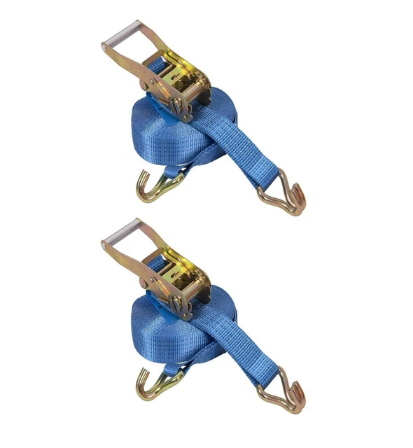 RATCHET STRAPS 2 x 50m 4M 5T (Tie Down Heavy Duty Cargo Recovery Claw J