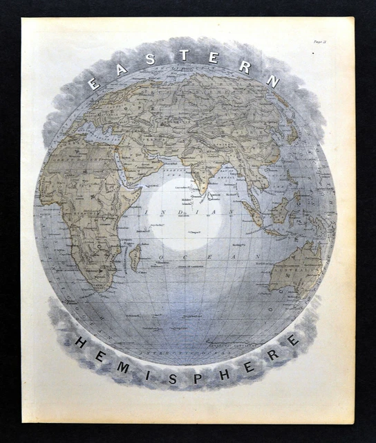 1882 Cowperthwait World Map Eastern Hemisphere Europe Asia Africa Australia