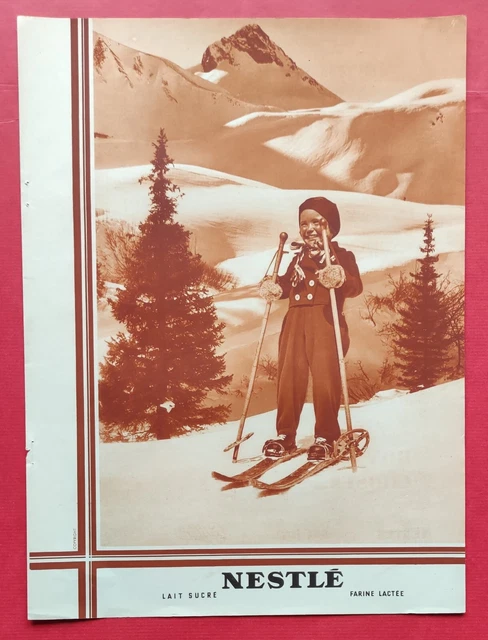Publicité presse 1937 NESTLE Chocolats GALE PETER CAILLET KOHLER à MARTIGUES SKI