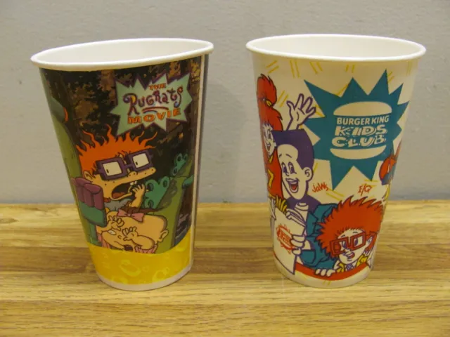 Lot of 2 Vintage 1990s Burger King Cups RUGRATS & BURGER KING KID'S CLUB Unused