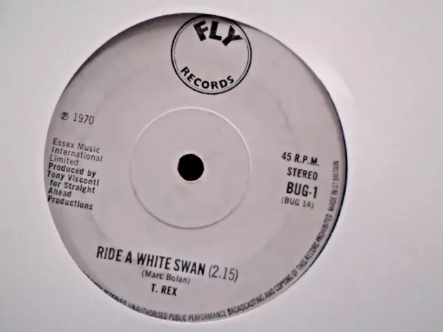 Marc Bolan/T.rex  " Ride A White Swan " Uk Fly Mushroom Labels Ex+ Cond.