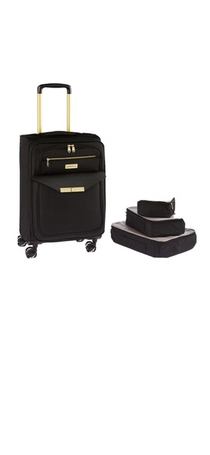 Samantha Brown 4 Piece Luggage Set- 22" Spinner & 3 Packing Cubes-Black-NWT