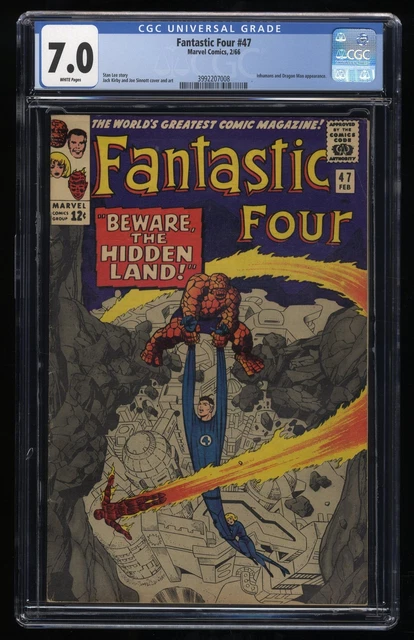 Fantastic Four #47 CGC FN/VF 7.0 White Pages Lee Kirby 2nd Black Bolt!