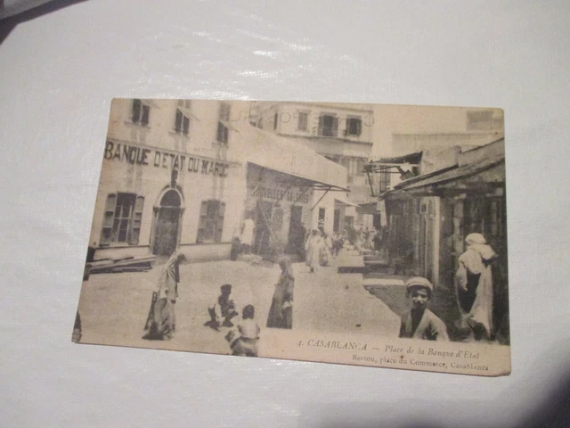 Cpa Maroc  Casablanca Place De La Banque D Etat Nouvelles Galeries 1919