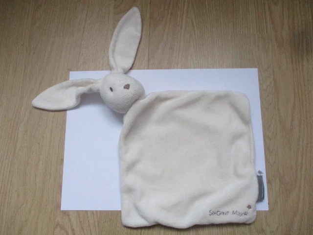 Doudou plat carré lapin écru beige sergent major