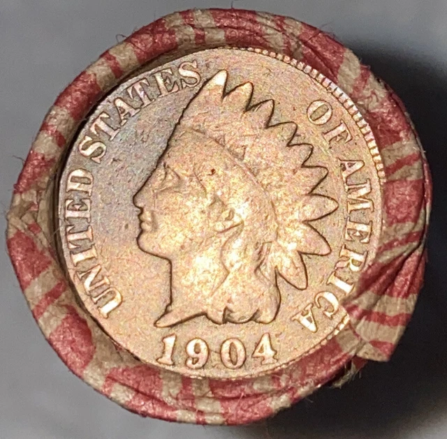 1 US Lincoln Wheat Cent Penny Roll 1904 Indian Head/1909 VDB (50 Coins) Old