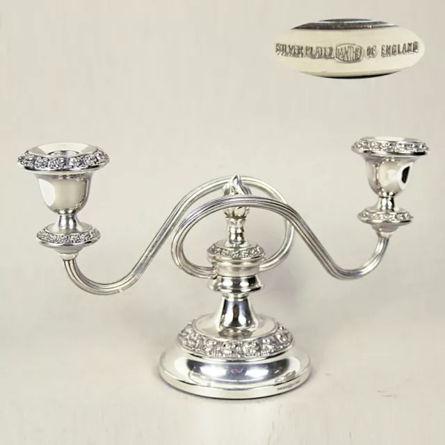 Candelabro antico in argento silver plated candeliere portacandele a 2 fiamme