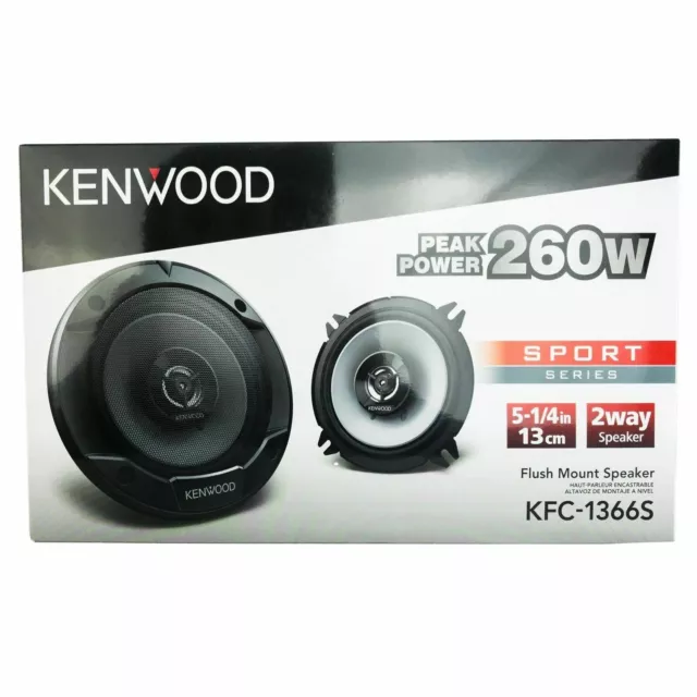 Kenwood KFC-1366S 250W 5.25" 2-Way Round 4-OHM Coaxial Speakers Car Audio Pair