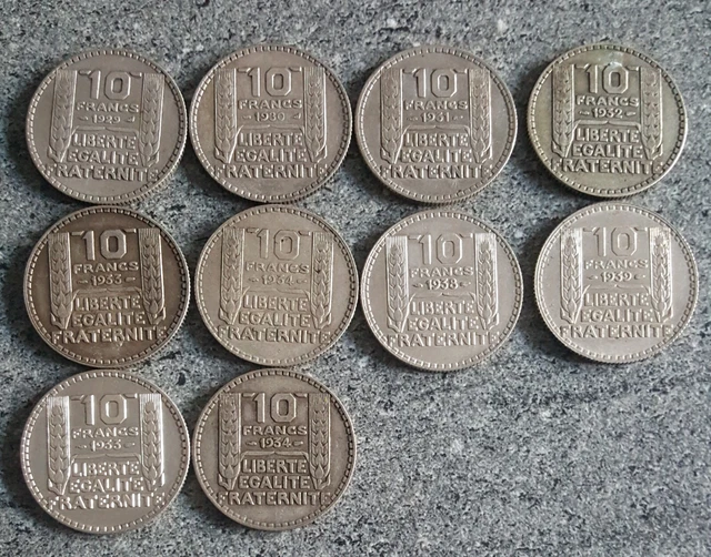 Lot 10 pièces de 10 francs turin en argent - différentes années monnaie ancienne