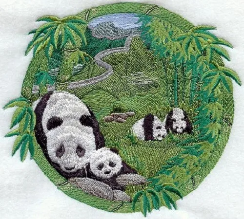 Embroidered Ladies T-Shirt - Pandas M1670 Sizes S - XXL